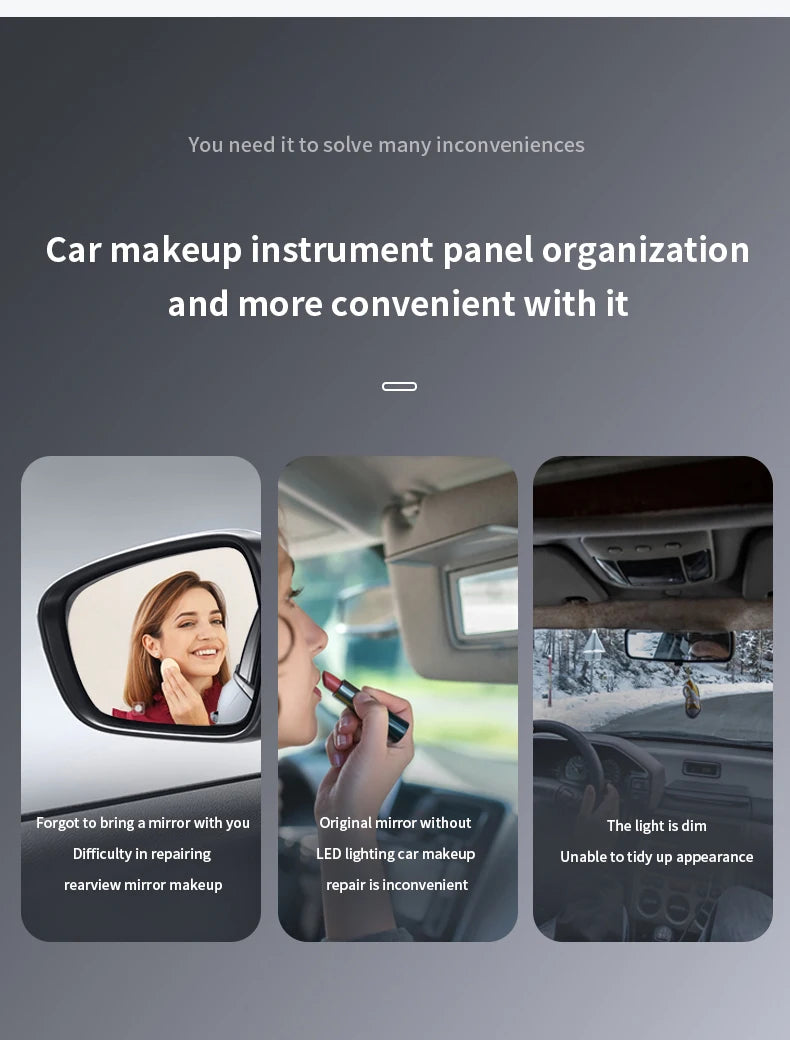 LED Car Sun Visor Vanity Mirror — Rechargeable HD Makeup Mirror