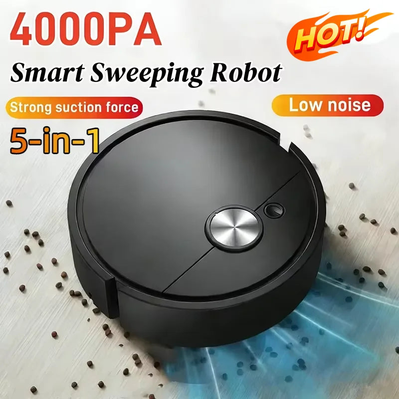 2026 Model 5-in-1 Smart Sweeping Robot Vacuum – USB Charging Auto Sweep, Mop & Suction