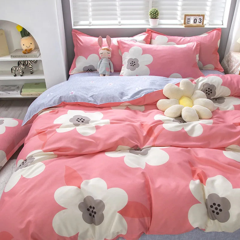 Cartoon Print Duvet Cover Set – Skin-Friendly 400TC Polyester, 3-Piece with 2 Pillowcases, 20 Designs & 4 Sizes