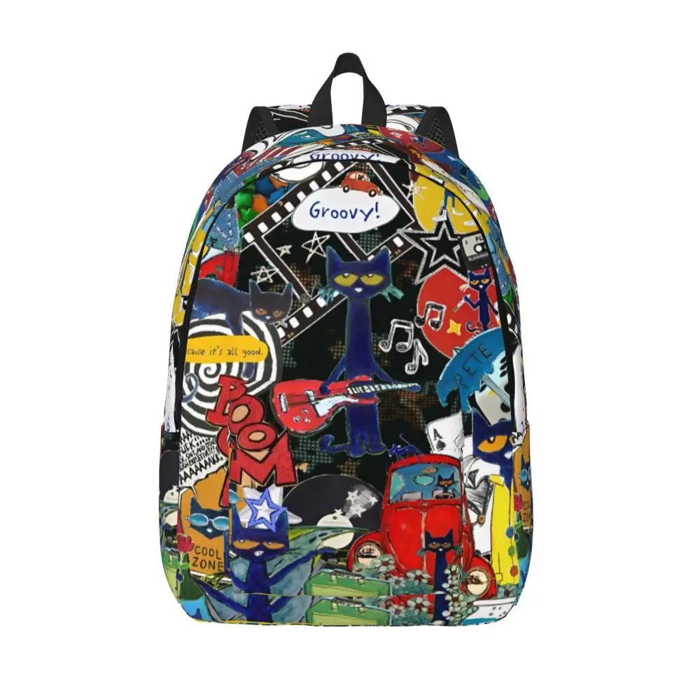 Pete the Cat Canvas Backpack – Comic Print Daypack