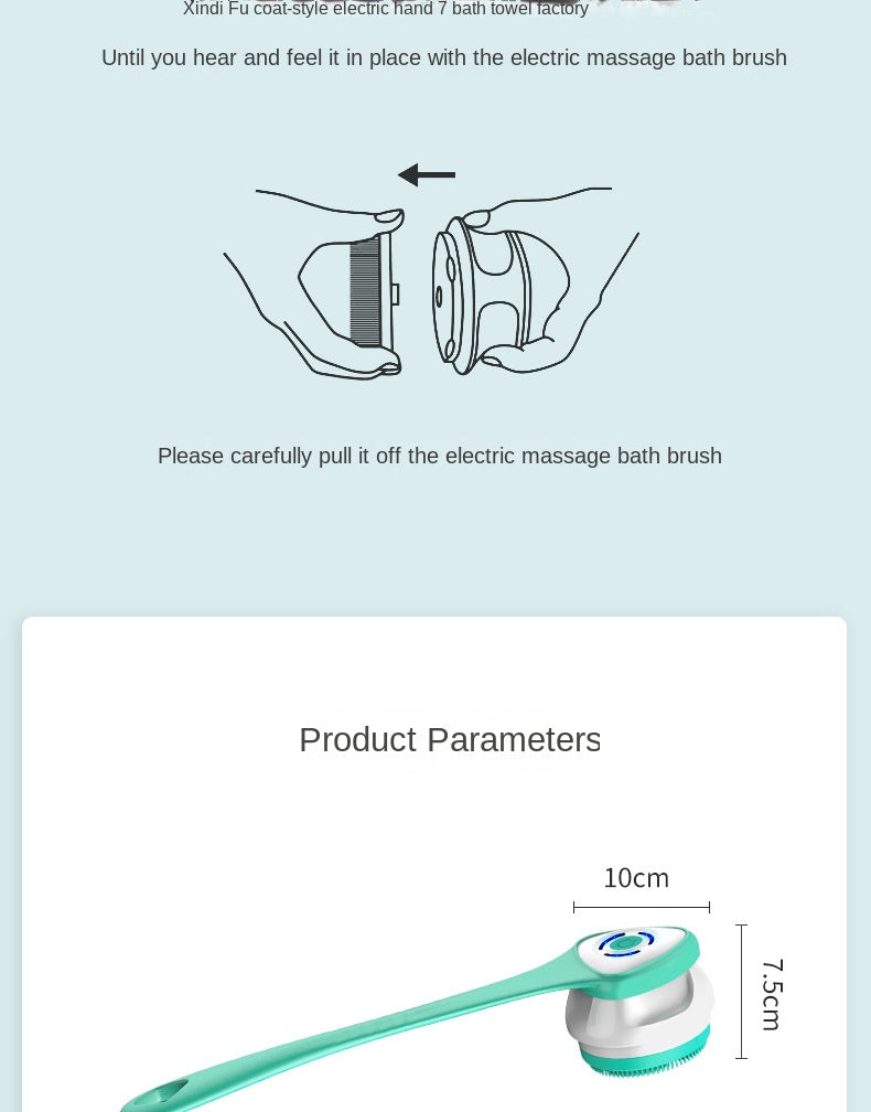 Silicone Electric Body Scrubber – IPX7 Waterproof Cordless Shower Brush with Back Massage & Exfoliating Heads