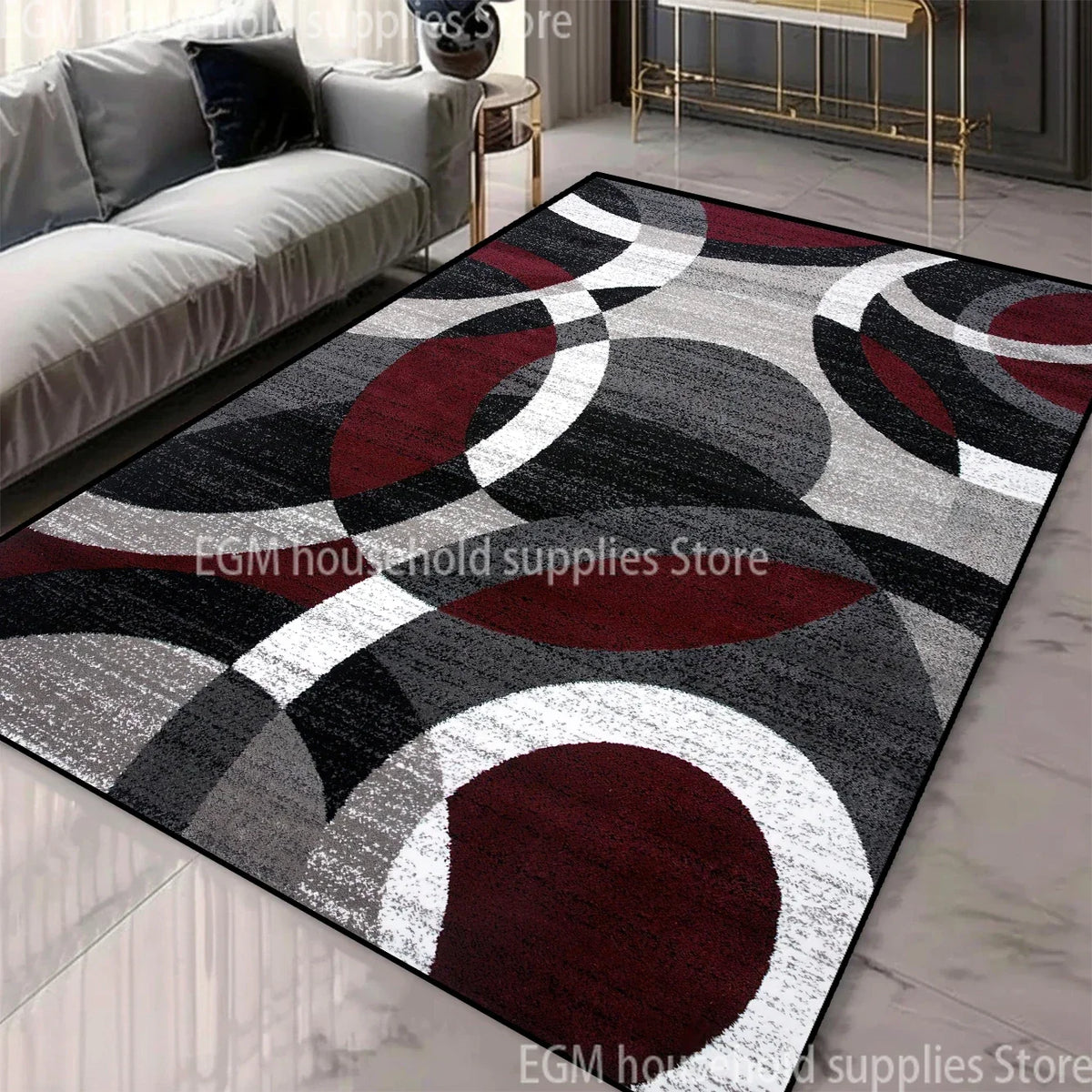 Nordic Geometric Large Area Rug – Machine Washable Non-Slip Carpet for Living Room