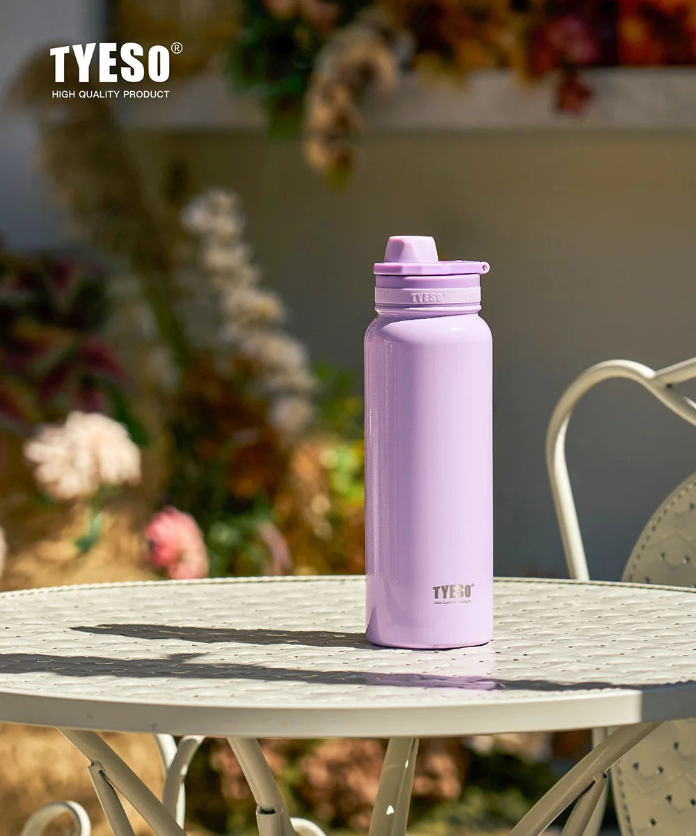 TYESO 304 SS Vacuum Thermos Bottle – Wide Mouth, Leakproof, 6–12Hr, 600–1200ml, 10+ Colors, Optional Cup Bag