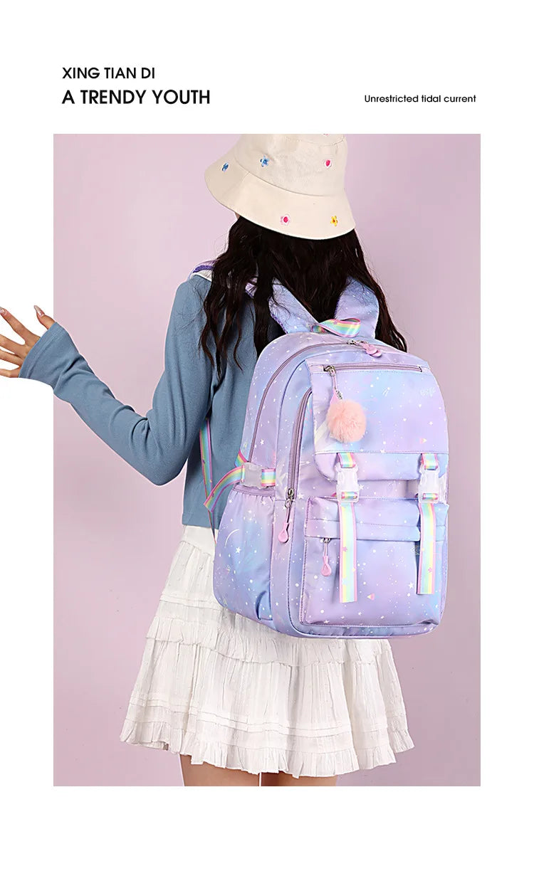 Custom Print Nylon Backpack – Laptop School & Travel Bag for Women