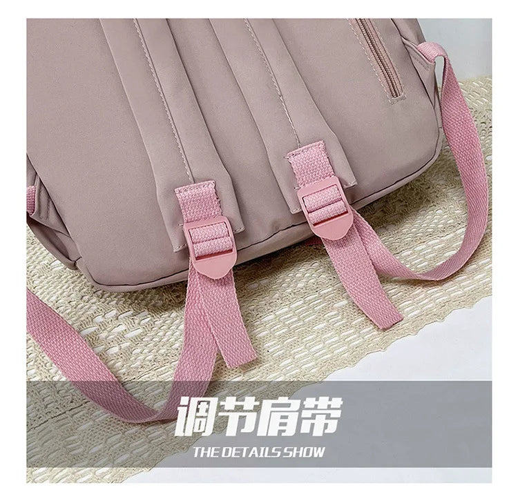 HTLT Korean Style Nylon Backpack – Large Capacity Waterproof Student School Bag for Women