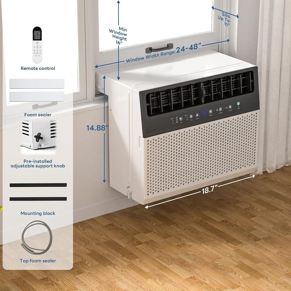 U-Shaped 10,000 BTU Window Air Conditioner — 6-in-1 Saddle AC with Cool, Fan & Dehumidifier, Energy Efficient, Low Noise, Cools up to 450 Sq Ft