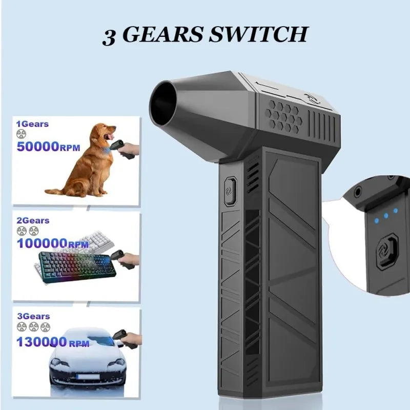 Turbo Jet Fan Blower 130,000 RPM — Brushless Motor Portable Air Duster & Dust Cleaner Tool