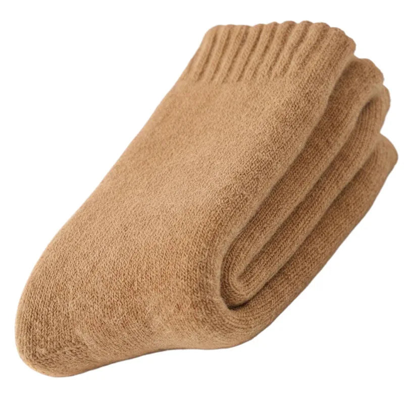 Thick Wool-Blend Winter Socks in Solid Colors