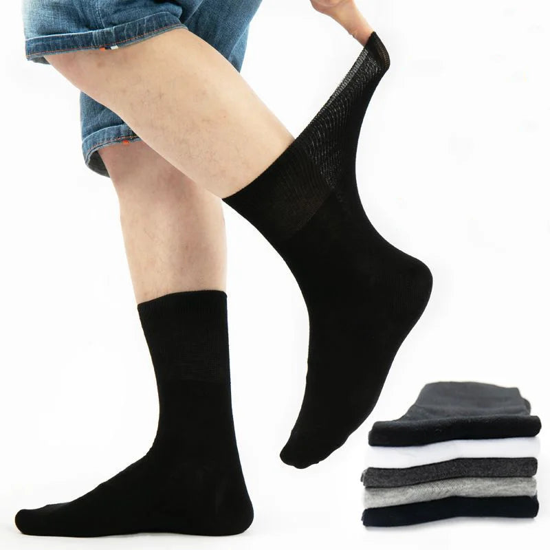 Plus Size Diabetic Varicose Vein Socks – 3 Pairs Cotton Loose Mouth EU 35-50 Men & Women
