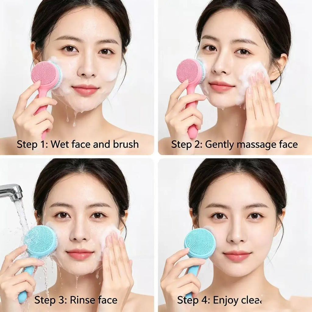 Soft Silicone Manual Facial Cleansing Brush – Gentle Exfoliation & Deep Pore Cleaning Tool