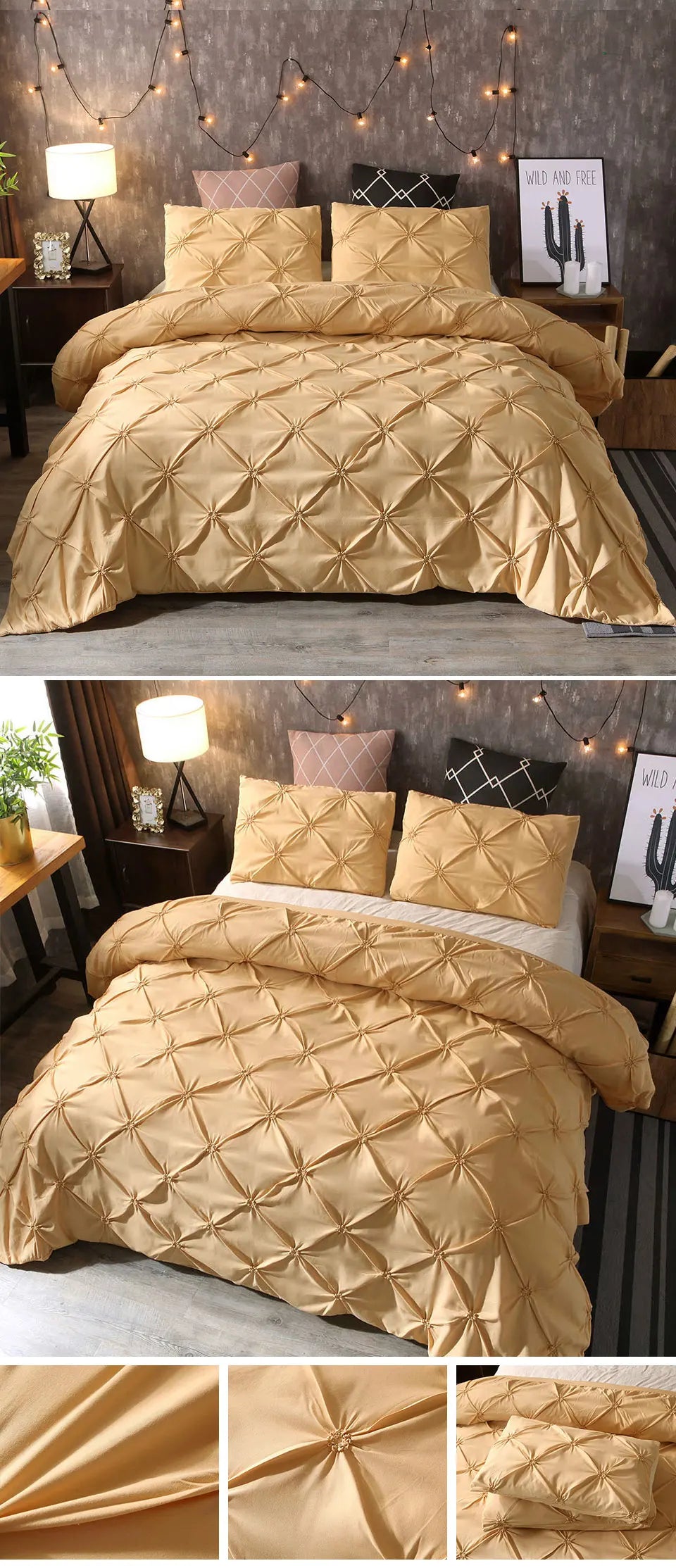 100% Egyptian Cotton Pinch Pleat Duvet Cover Set – 600TC with Zipper & Corner Ties, 8 Colors & 7 Sizes