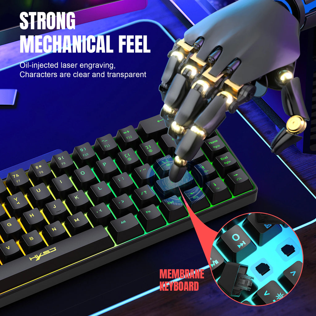 68-Key RGB Gaming Keyboard — USB Wired, 20 Backlight Modes, Multi-Language Layout for PC & Laptop