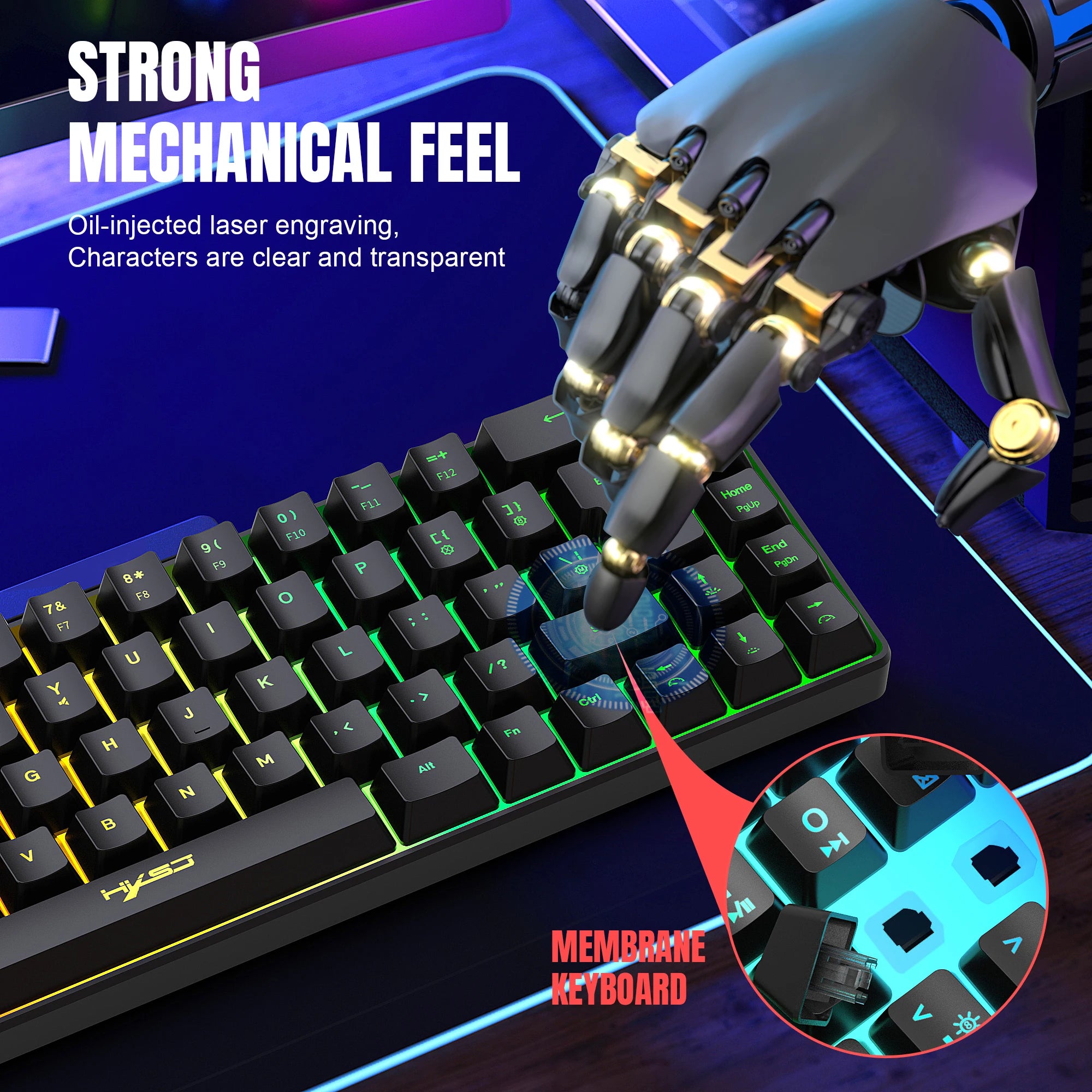 68-Key RGB Gaming Keyboard — USB Wired, 20 Backlight Modes, Multi-Language Layout for PC & Laptop