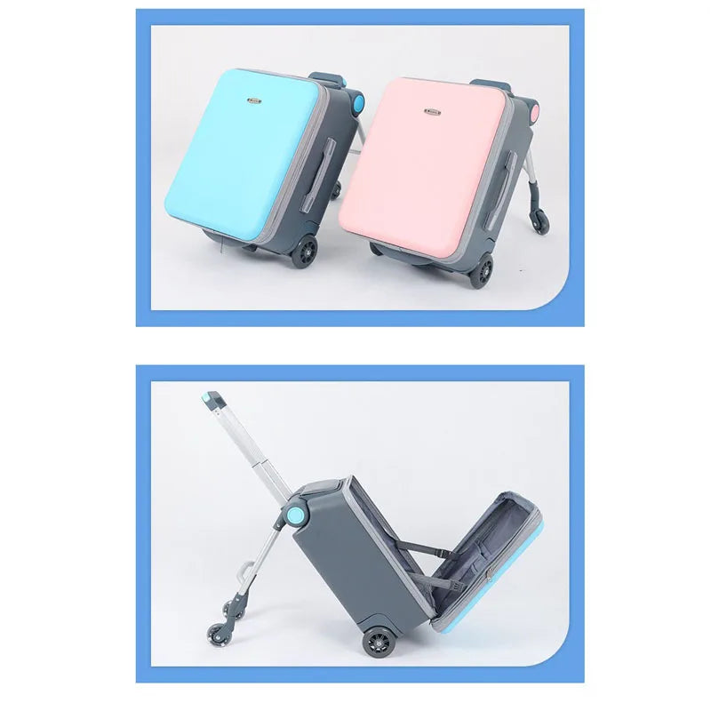 Kids Stroller Suitcase – 2-in-1 Ride-On & Sitting Waterproof ABS Trunk with Lock