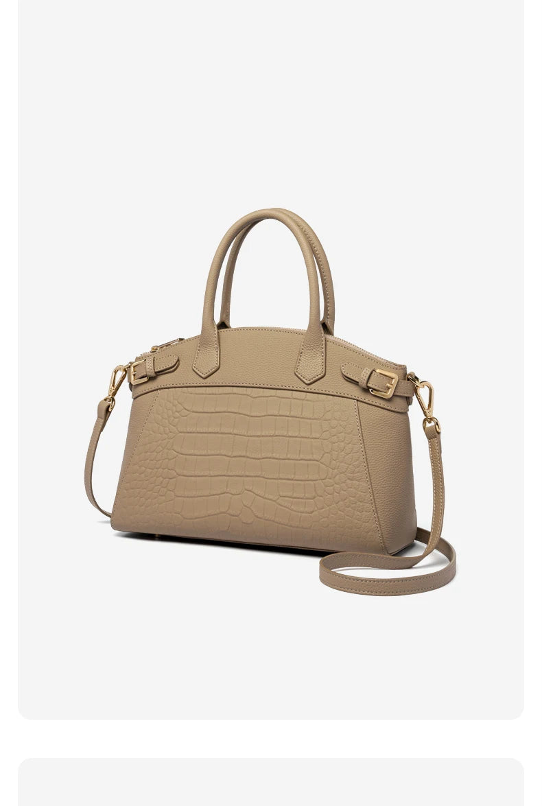 ZOOLER Genuine Cow Leather Flap Tote Bag – Luxury Lock Shoulder Crossbody Handbag for Women