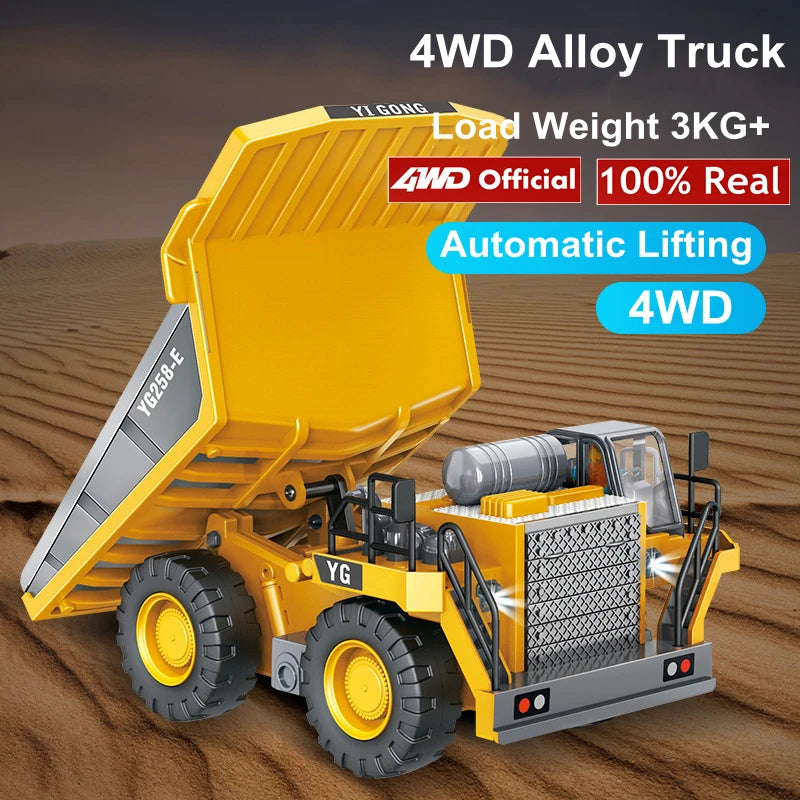 1:20 Scale 4WD RC Excavator Dump Truck Bulldozer – Alloy Construction Vehicle with Lights & Sound