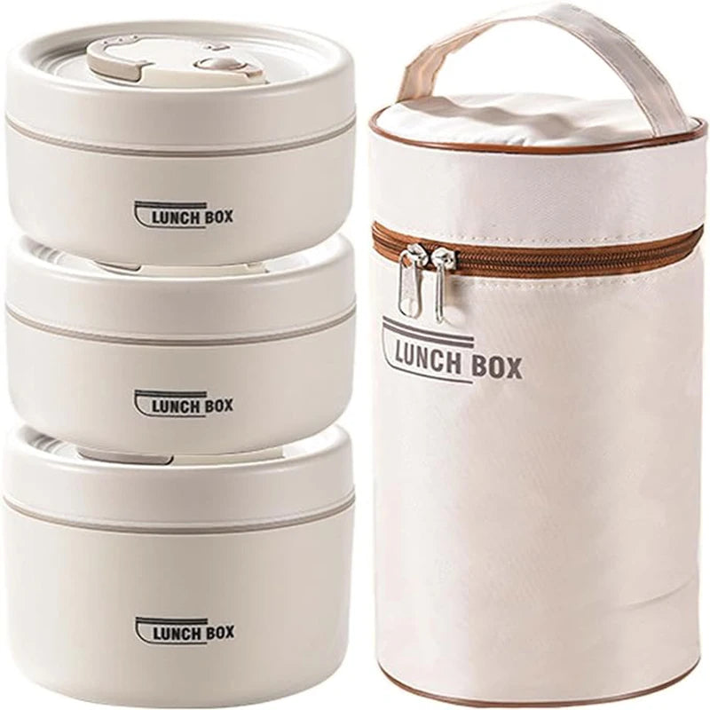 3-Tier Stackable Insulated Lunch Container Set – 304 SS Thermal Bento Box with Bag for Adults & Kids, Leakproof