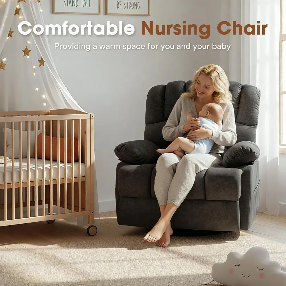 Oversized Swivel Rocker Recliner with 33.5-Inch Seat