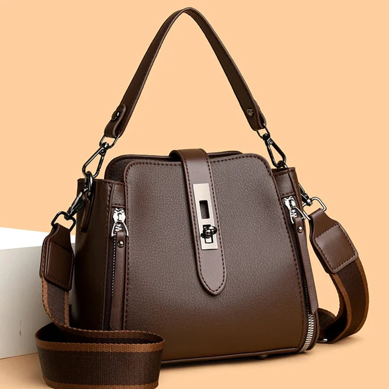 Luxury PU Leather Casual Tote Shoulder Bag – Designer Crossbody Handbag for Women