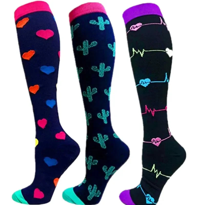 Knee High Compression Socks 20-30mmHg – 3 Pairs for Diabetes, Varicose Veins, Edema, Nurse & Running