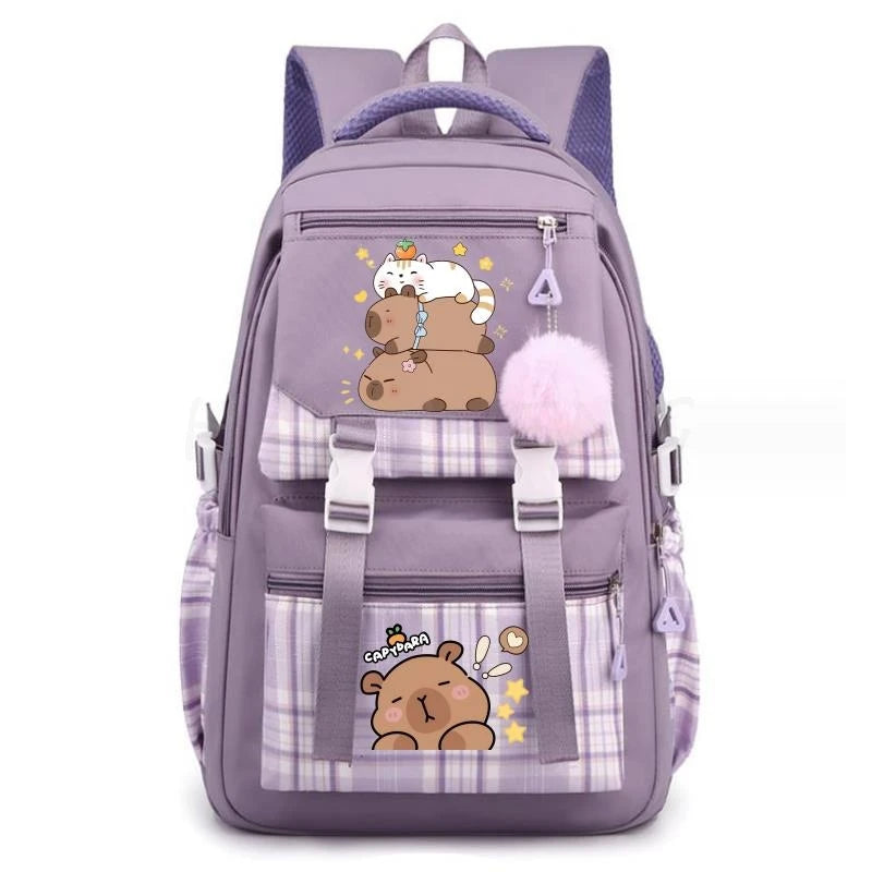 Capybara Print Women's Laptop Backpack – Large Capacity School Bag