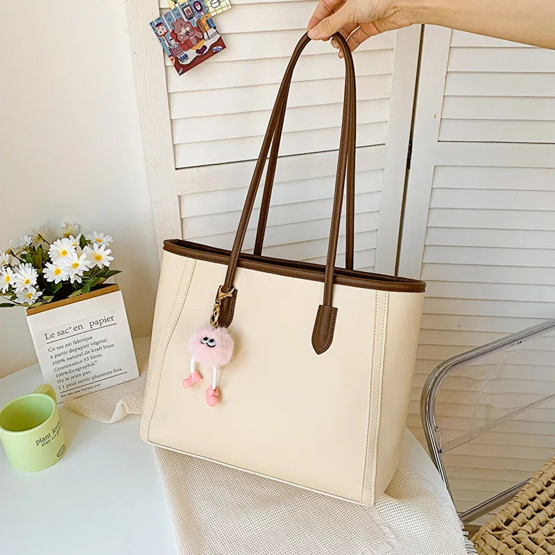 FXZLLQ Korean Style PU Leather Underarm Tote Shoulder Bag – Versatile Casual Handbag for Women Daily Use