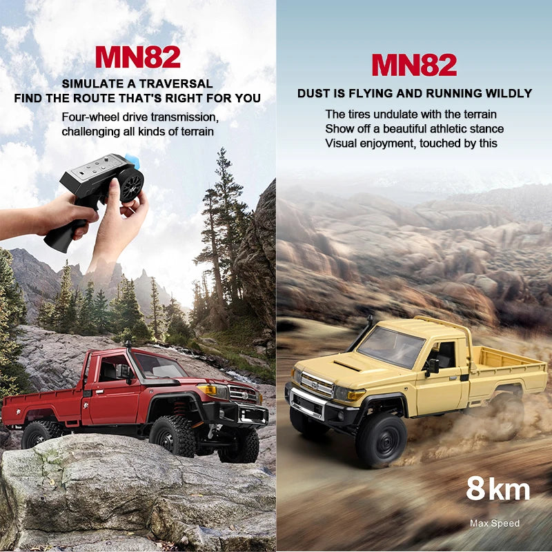 MN82 / MN82S / LC79 1:12 Scale 4WD RC Pickup Truck – Remote Control Off-Road Crawler for Kids