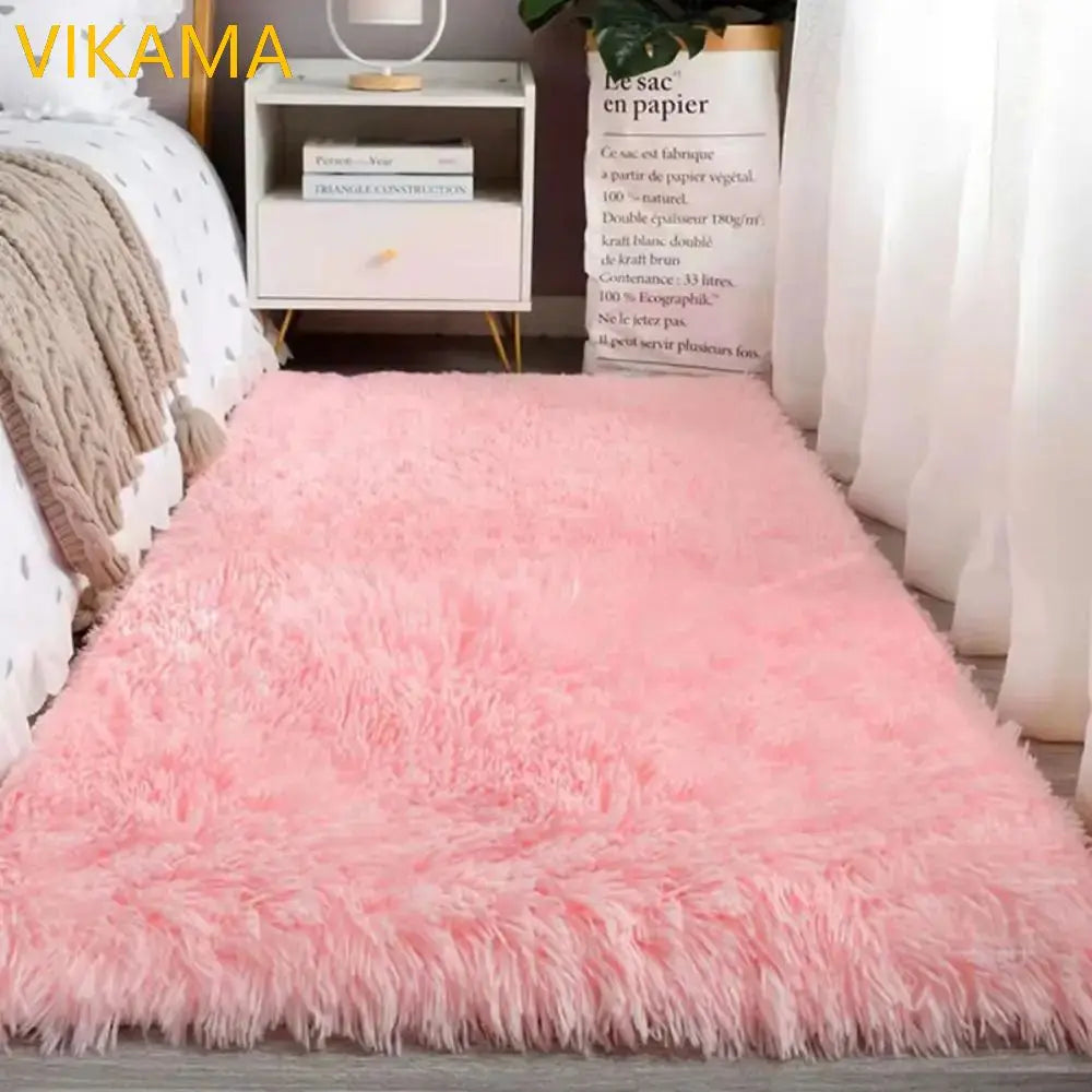 Solid Color Plush Area Rug & Bed Blanket – Soft Silk Wool Carpet for Bedroom & Living Room, 7 Colors & 7 Sizes