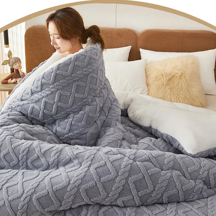 Thick Fleece Bed Blanket – Faux Lamb Plush Comfort
