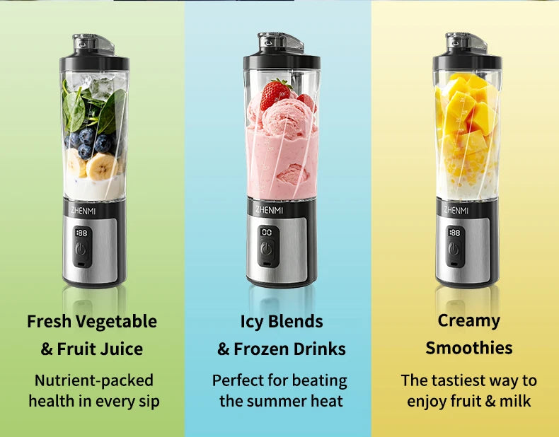 ZHENMI Personal Portable Blender – 20oz, Digital Auto-Countdown, Leakproof Travel Cup, 6-Blade for Ice & Smoothies