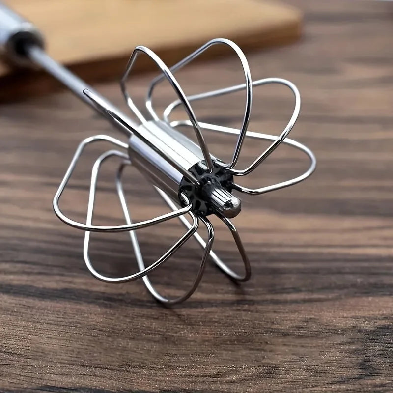 Whisk Faster. Bake Better. — Stainless Steel Semi-Automatic Egg Beater | S/M/L Sizes, Hand Push Mixer, Milk Frother, Kitchen Baking Tool