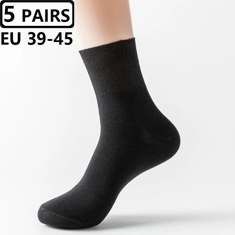 Plus Size Diabetic Loose Mouth Socks Size 48–50 – 5 Pairs Non-Binding Varicose Vein Socks for Older Men & Diabetes Patients
