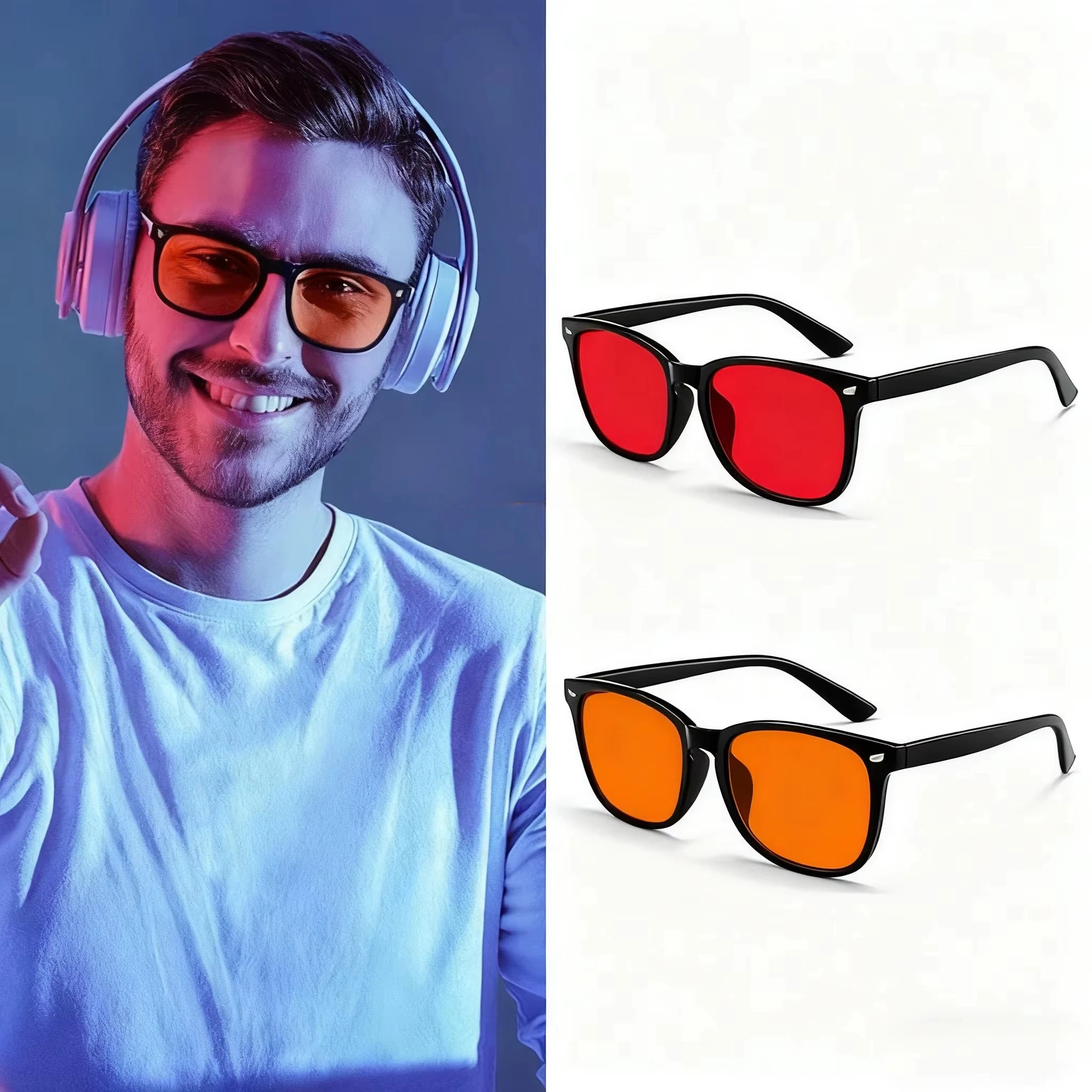 Blue Light Blocking Glasses — Red Lens Sleep & Gaming Glasses for Eye Strain Relief