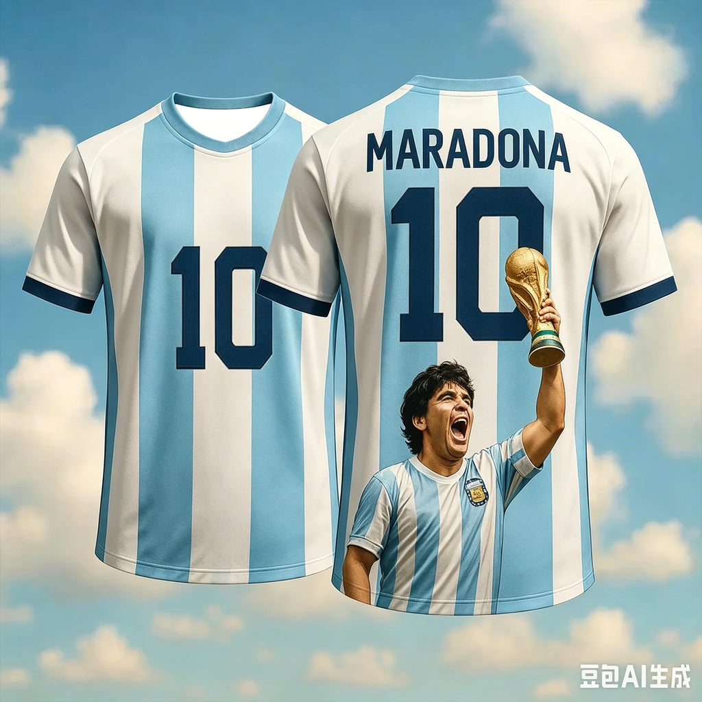 Maradona Commemorative 3D Print T-Shirt — Quick-Dry Breathable Sports Tee