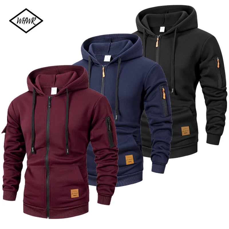 Men's Zip Hoodie Slim Fit Jacket — Fitted Casual Zip-Up Hoodie