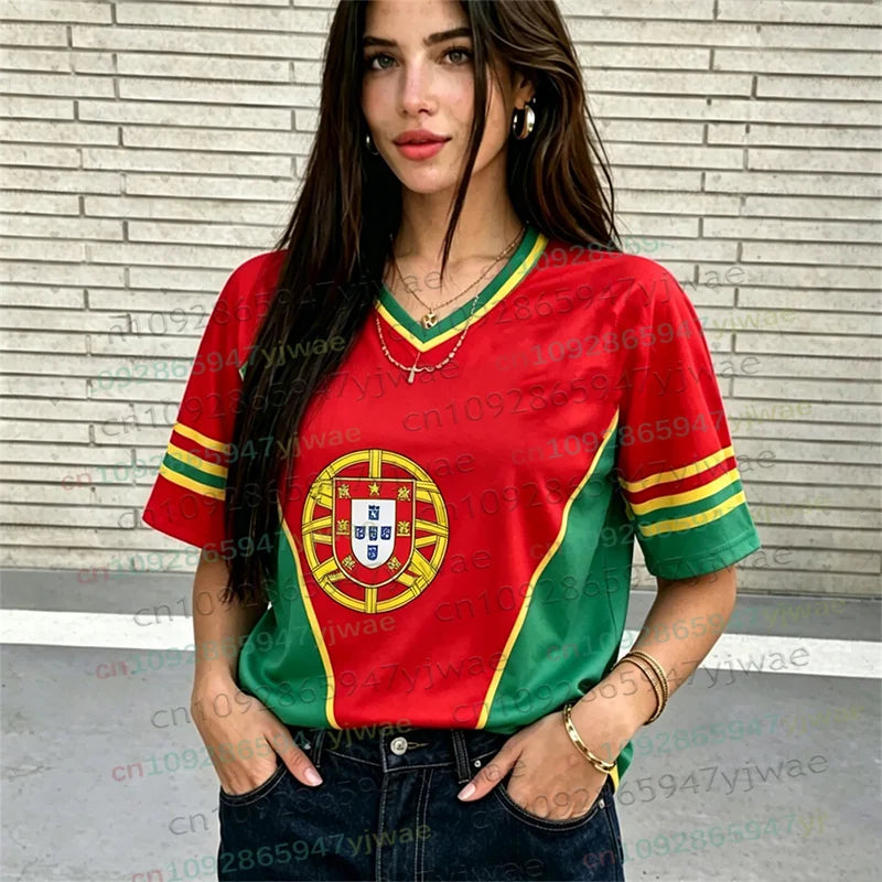 Portugal No.7 Soccer Jersey T-Shirt — Y2K Hip Hop Casual Tee for Men & Women