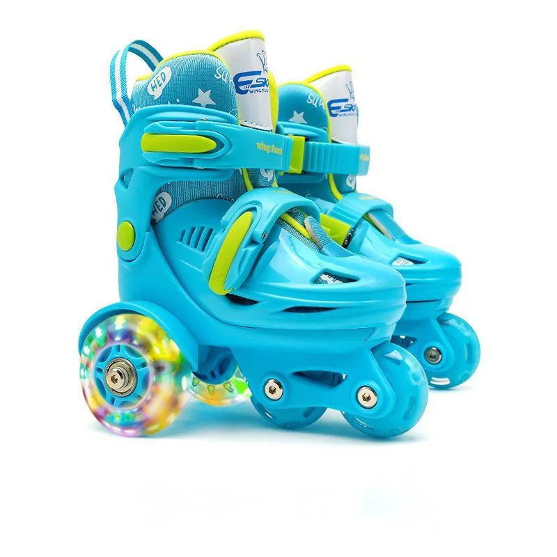 Children's Double Row PU Roller Skates – High Elastic, Adjustable Size for Ages 2-8 Kids