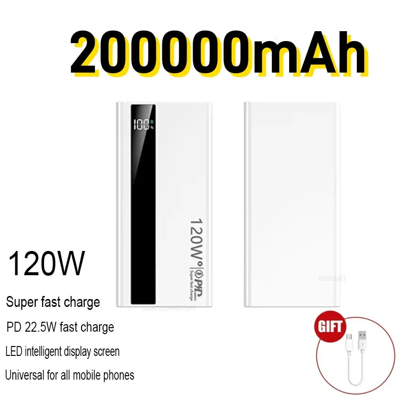 500000mAh Power Bank – 120W Fast Charging Large Capacity PD 20W Portable Charger for All Phones