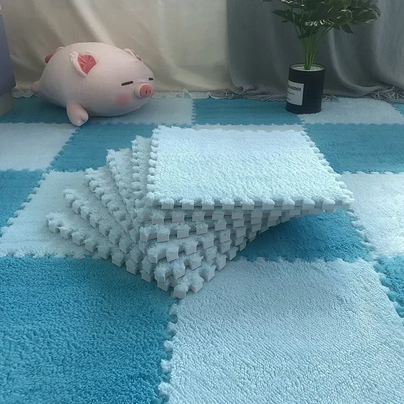 Soft Plush Kids Play Mat – Interlocking Foam Puzzle Carpet Tiles for Children, 10 or 20 Pcs