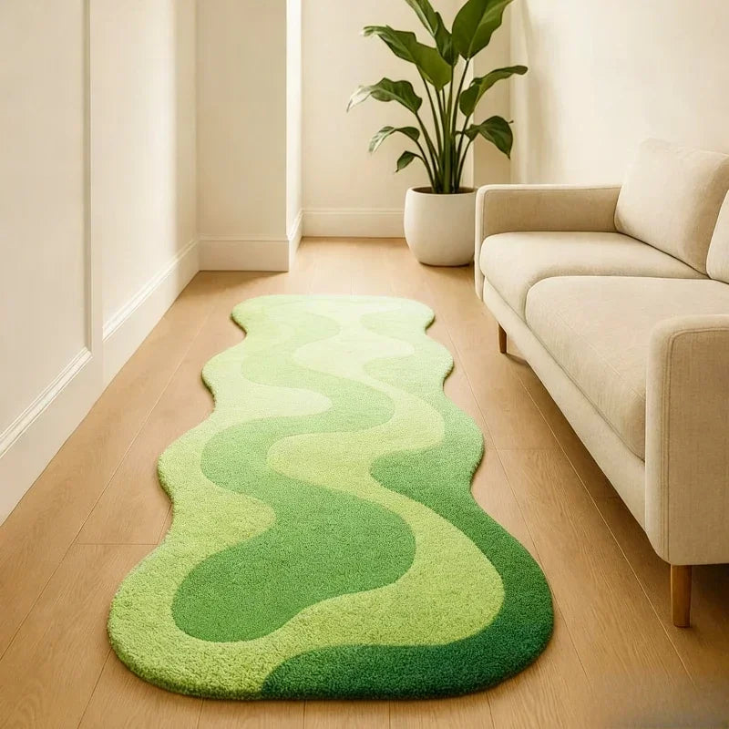 VIKAMA Gradient Wave Rug | Warmth-Retaining, Non-Slip, Fade-Resistant, Bedroom Bedside & Living Room Mat