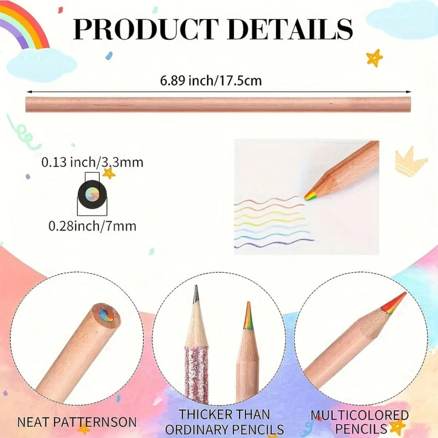 Rainbow Drawing Pencils in 6, 12 or 24 Packs