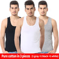 Men's Cotton Sleeveless Vest 3-Pack — Casual Fitness Sports Tank Top