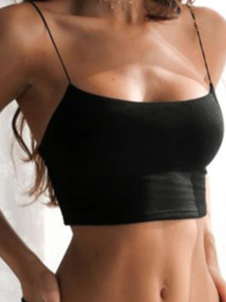 Sexy Black Halter Crop Top – Backless Camisole Tube Top Sleeveless Cropped Vest for Women