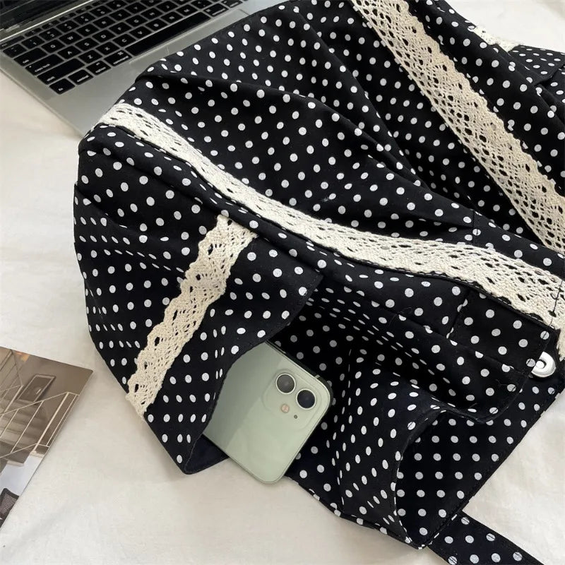 Korean Vintage Canvas Shoulder Bag – Cute Lace Large Capacity Tote & Underarm Handbag for Women