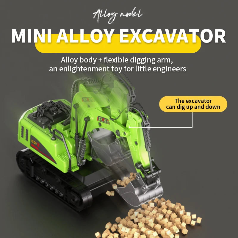 1:64 Mini RC Crane & Forklift 2-in-1 – Bluetooth Alloy Toy Car with Trailer
