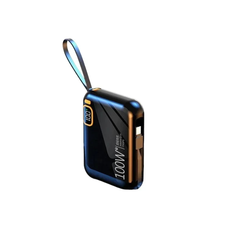 66W Portable Mini Power Bank 20000mAh – Built-in Cable, PD Fast Charging for iPhone & Android