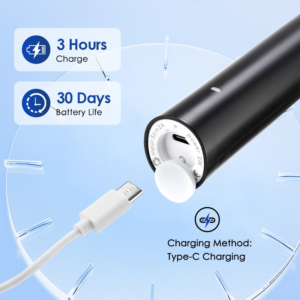 Ms.Dear Rotating Electric Toothbrush – 5 Modes, IP67 Waterproof, 30-Day Battery, 4 Brush Heads