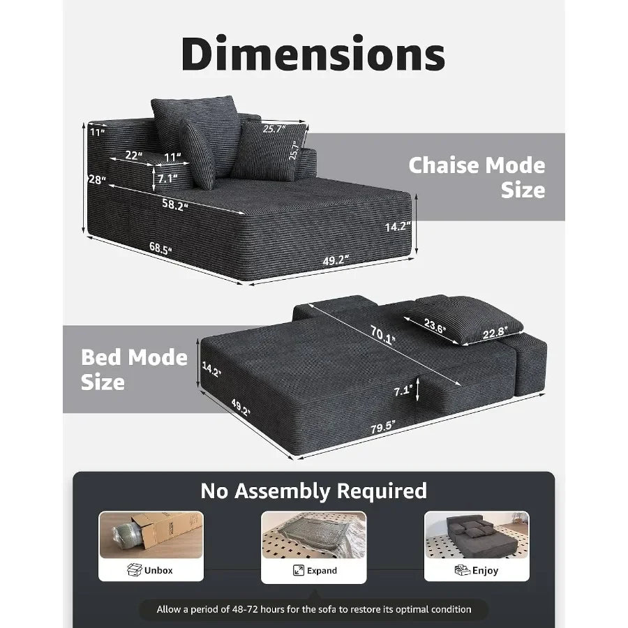 79.5-Inch Oversized Boneless Chaise Lounge
