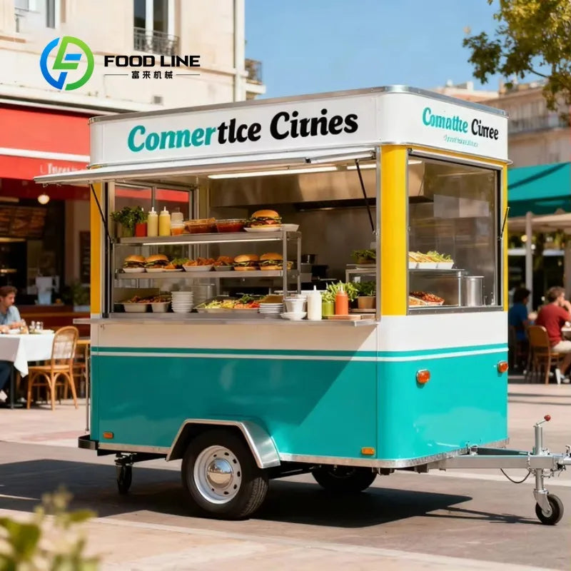 Small Round Mobile Catering Trailer — Street Breakfast Food Cart Truck