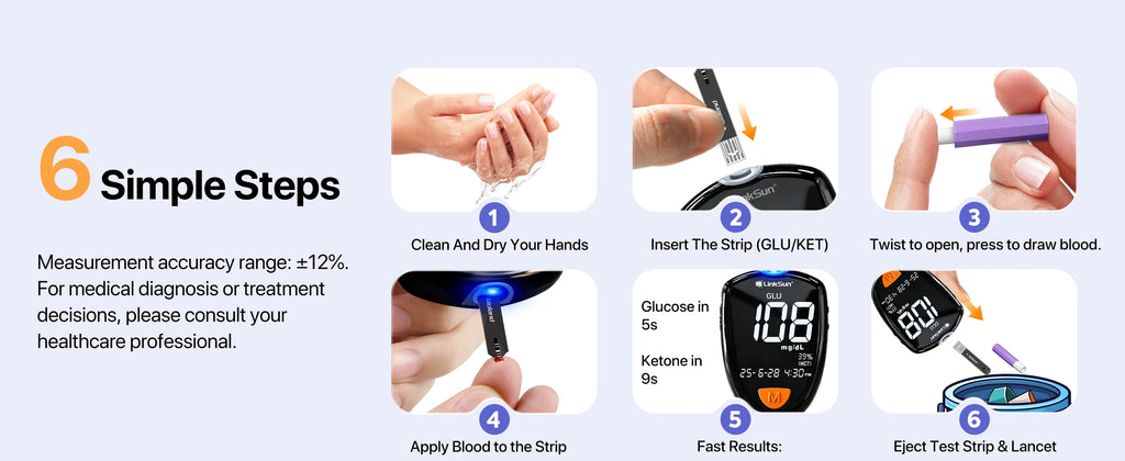 Blood Glucose & Ketone Testing Kit – 2-in-1 Monitor with 25 Glucose + 10 Ketone Strips